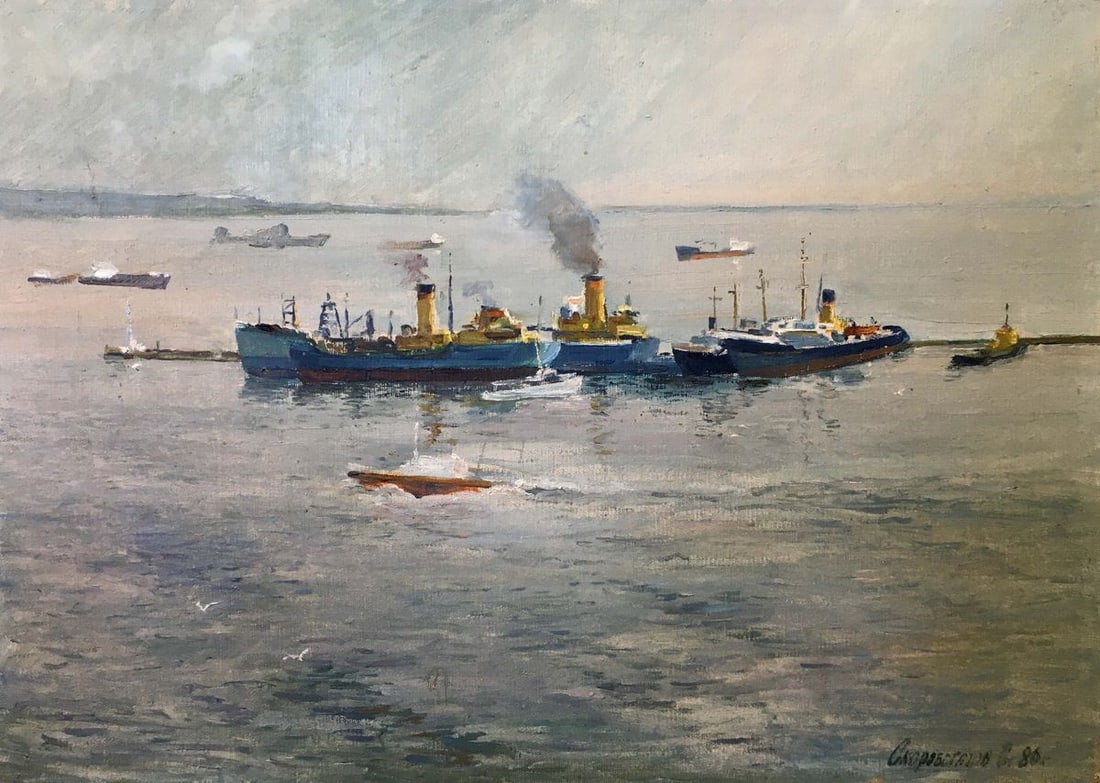 Oil painting In the sea Svyatoslav Petrovich Skorobogatov: №983 *** ABOUT THIS PAINTING *** * TITLE: "In the sea" * ARTISTS: Svyatoslav Petrovich Skorobogatov * SIZE: 60x50 cm/'23.62x19.68 inches' * MEDIUM: oil, canvas * HAND PAINTED: Original painting