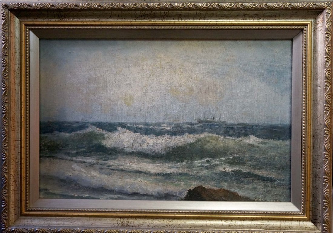 Oil painting Seascape Kovalyuk Vasily Grigoryevich: №Verns 108 *** ABOUT THIS PAINTING *** * TITLE: "Seascape" * ARTISTS: Kovalyuk Vasily Grigoryevich * SIZE: 20x30 cm/'7.87x11.81 inches', frame size: 26x36 cm/'10.23х14.17 inches' *
