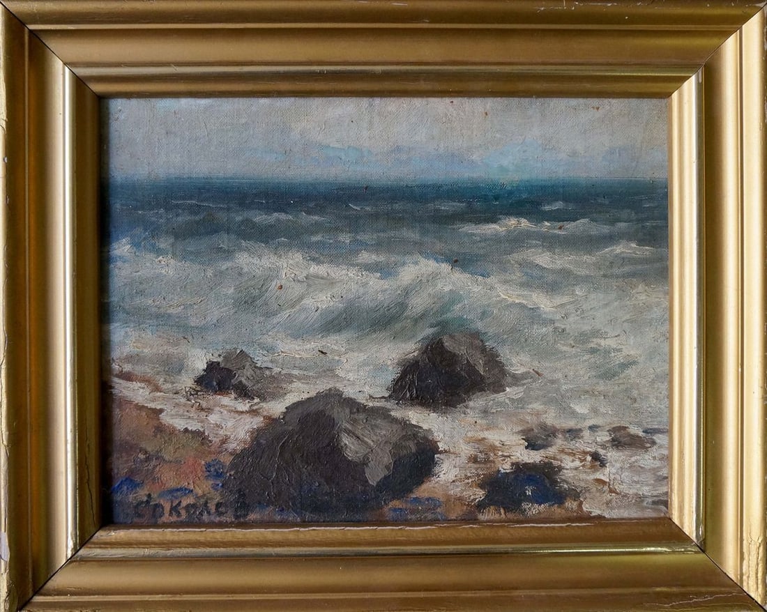Oil painting Seascape Sokolov Vasily Vasilievich: №Verns 110 *** ABOUT THIS PAINTING *** * TITLE: "Seascape" * ARTISTS: Sokolov Vasily Vasilievich * SIZE: 18x24 cm/'7.08x9.44 inches', frame size: 24x30 cm/'9.44х11.81 inches' * MEDIUM: