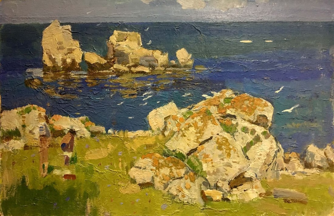 Oil painting Seascape Konovalov V. Y.: №Verns 144 *** ABOUT THIS PAINTING *** * TITLE: "Seascape" * ARTISTS: Konovalov V. Y. * SIZE: 50x70 cm/'19.68x27.55 inches' * MEDIUM: oil, cardboard * HAND PAINTED: Original painting from our