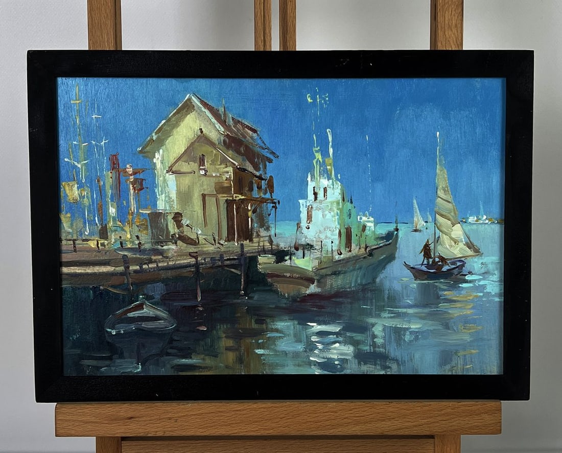 Oil painting Morning at the sea harbor Yuriy Suprunchuk: №AAA6257*** ABOUT THIS PAINTING **** TITLE: "Morning at the sea harbor"* ARTISTS: Yuriy Suprunchuk* SIZE: 20x30 cm/7.87x11.81 inches'* MEDIUM: oil, hardboard* HAND PAINTED: Original painting fro