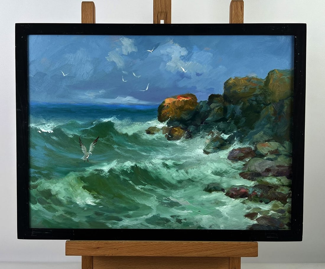 Oil painting Freedom on the sea waves Yuriy Suprunchuk: №AAA6269*** ABOUT THIS PAINTING **** TITLE: "Freedom on the sea waves"* ARTISTS: Yuriy Suprunchuk* SIZE: 30x40 cm/11.81x15.74 inches'* MEDIUM: oil, hardboard* HAND PAINTED: Original painting fro