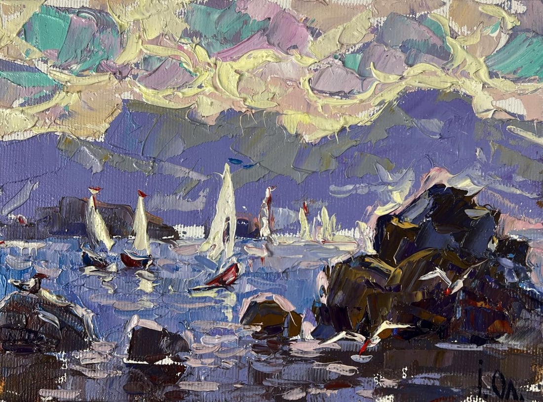 Oil painting Sailboats sail on the sea Oleksiy Ivanyuk - 5