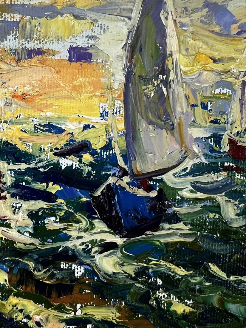 Oil painting Sunset over the sea waves Oleksiy Ivanyuk - 11