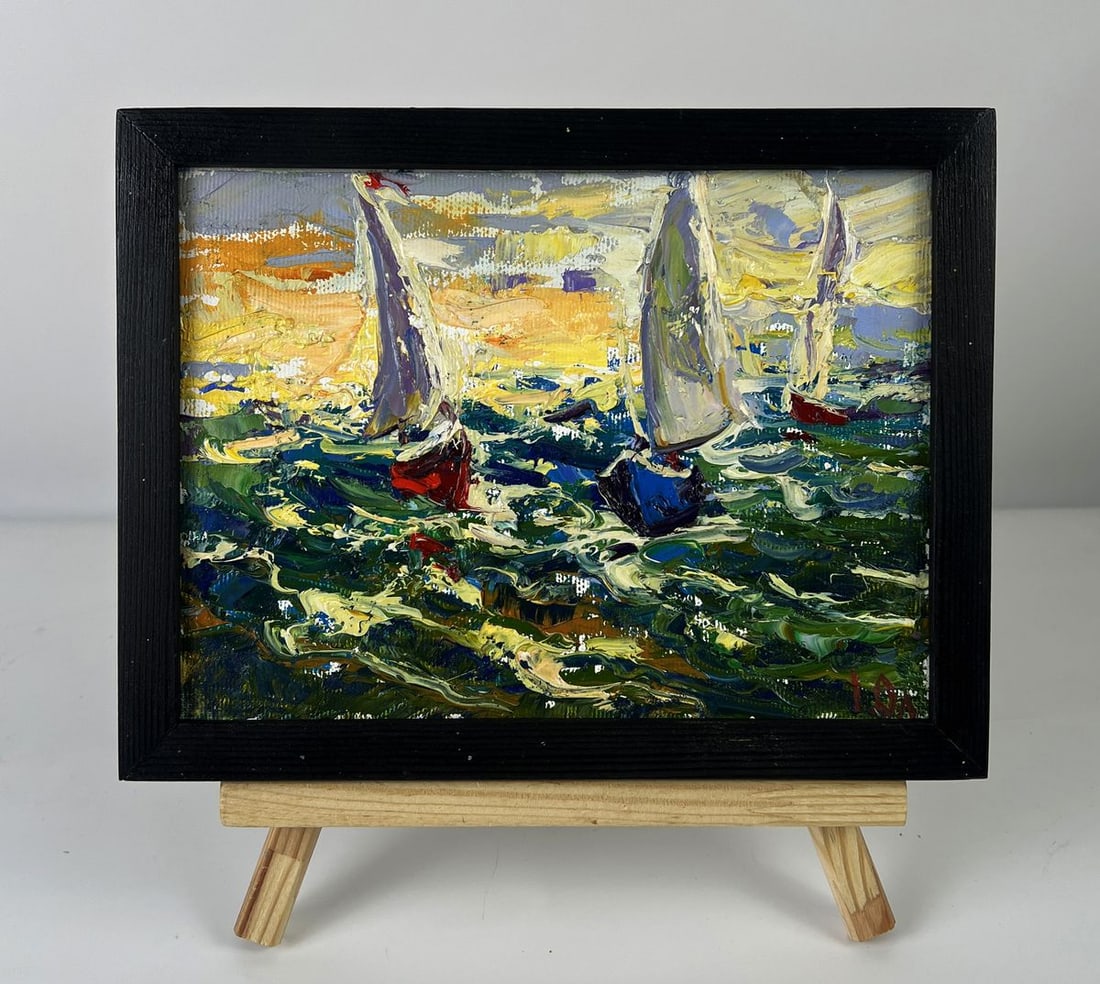 Oil painting Sunset over the sea waves Oleksiy Ivanyuk (1 of 11)