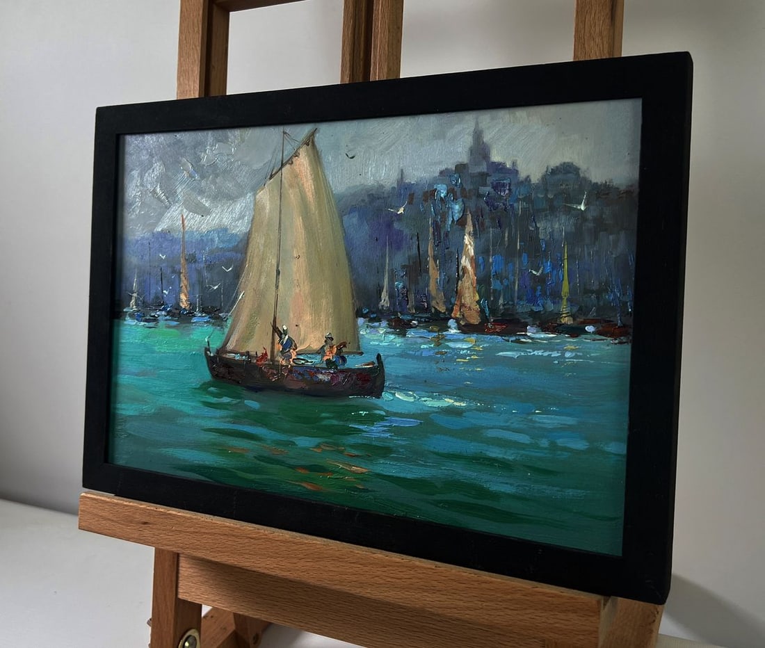Oil painting Fishermen greet the dawn at sea Yuriy Suprunchuk - 3
