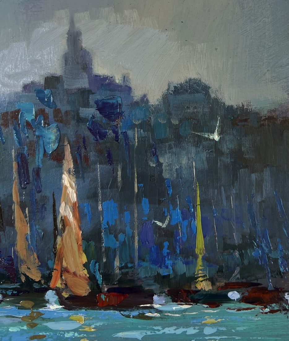 Oil painting Fishermen greet the dawn at sea Yuriy Suprunchuk - 5