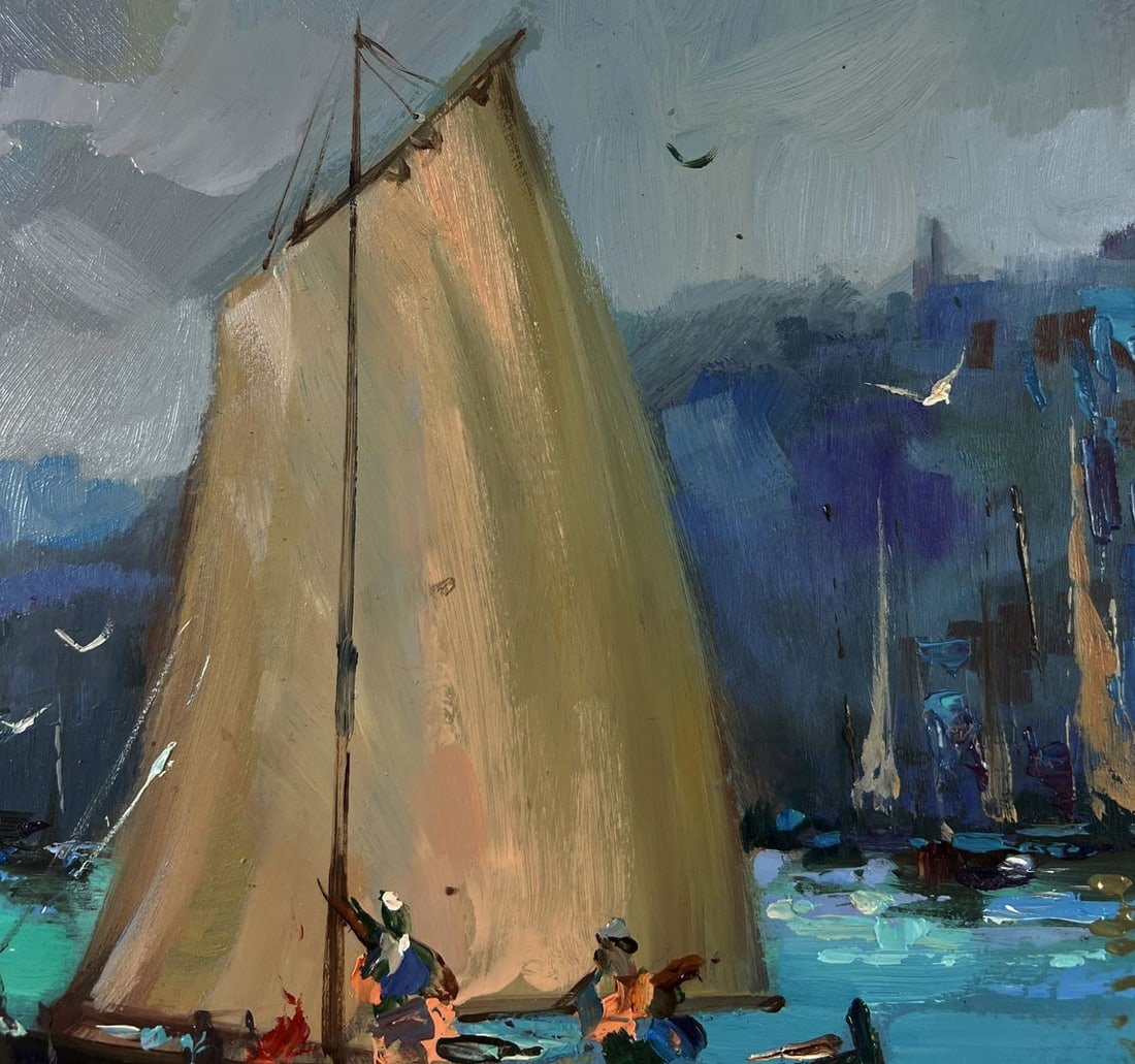 Oil painting Fishermen greet the dawn at sea Yuriy Suprunchuk - 6