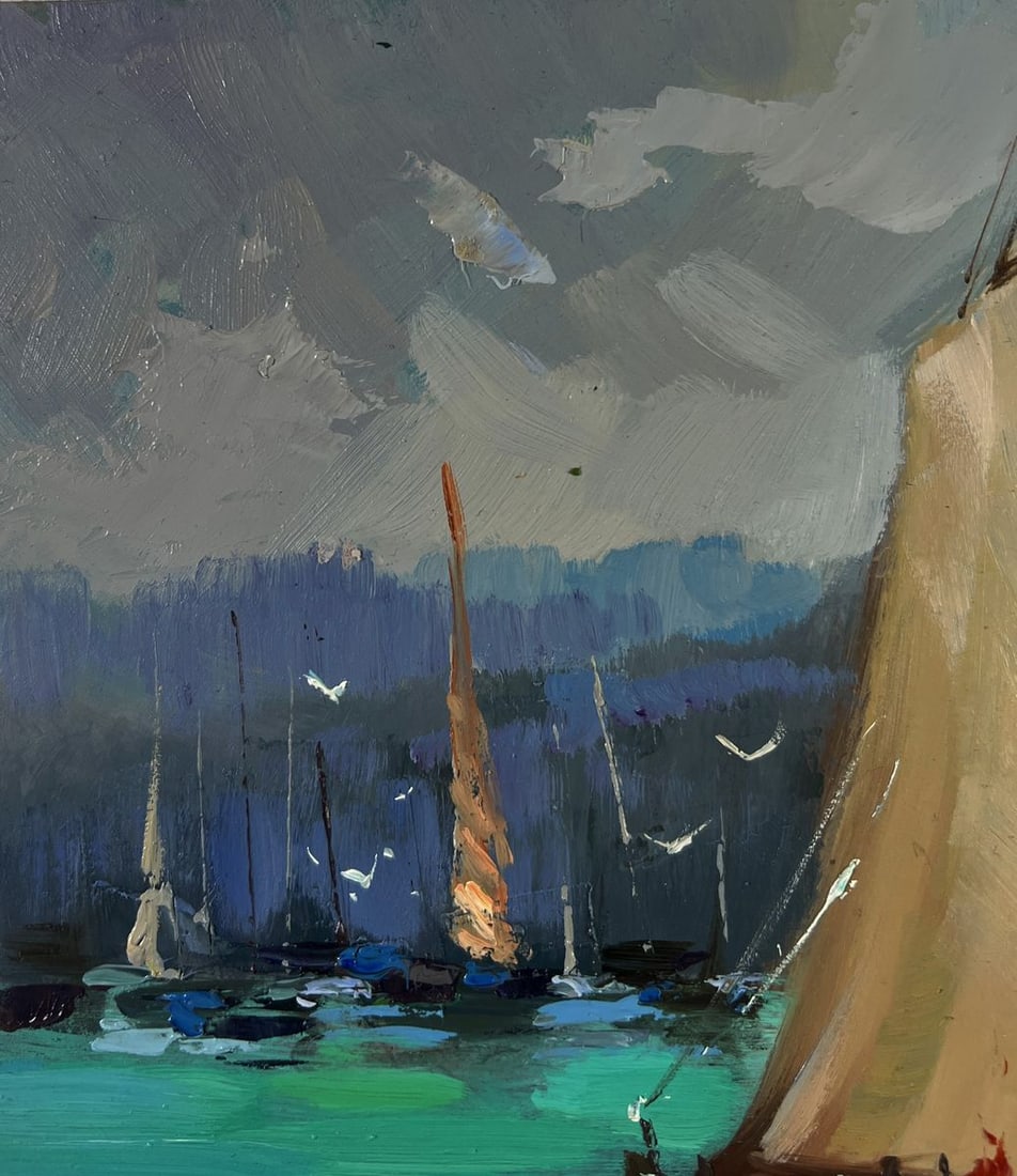 Oil painting Fishermen greet the dawn at sea Yuriy Suprunchuk - 7