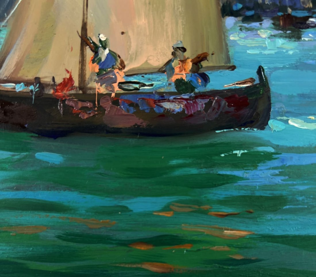 Oil painting Fishermen greet the dawn at sea Yuriy Suprunchuk - 9