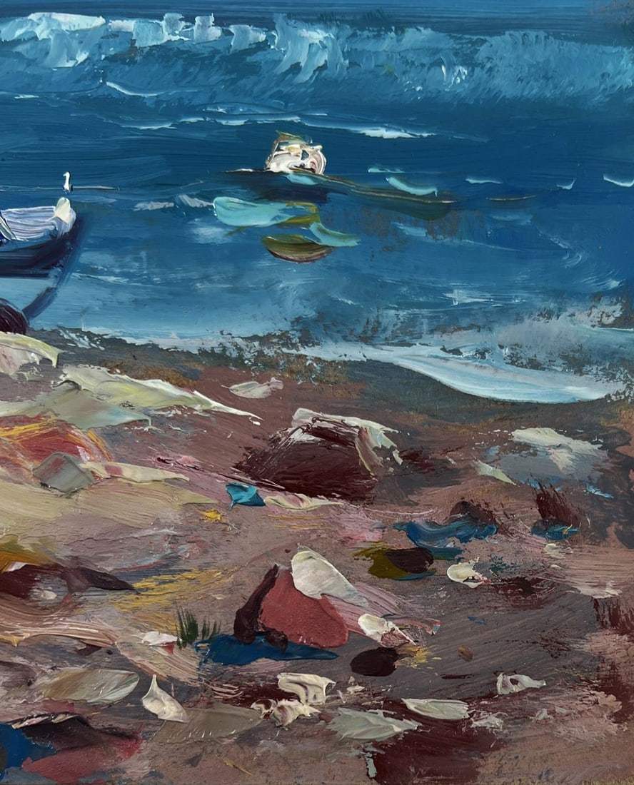 Oil painting Sea waves crashing against sharp shores Yuriy Suprunchuk - 10
