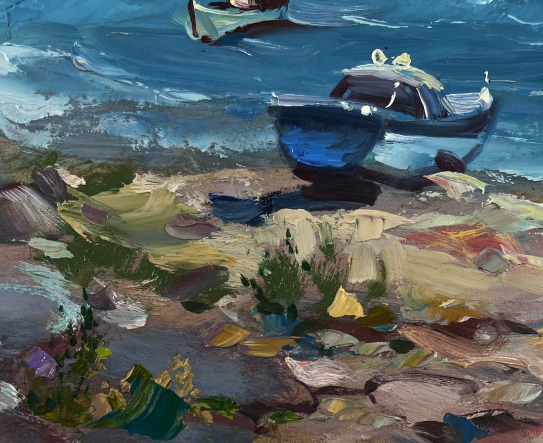 Oil painting Sea waves crashing against sharp shores Yuriy Suprunchuk - 9