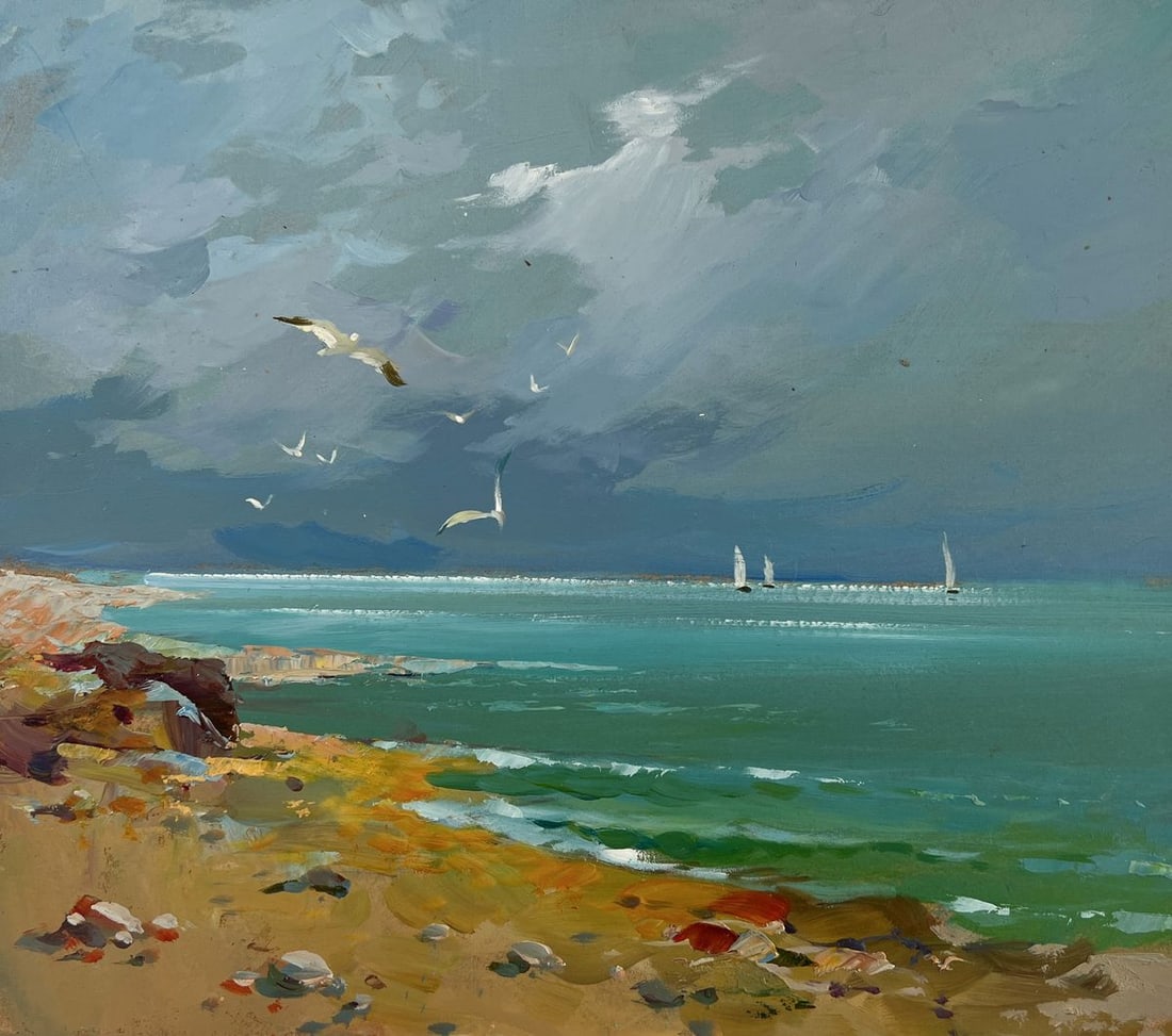 Oil painting Seagulls over the seashore Yuriy Suprunchuk - 3