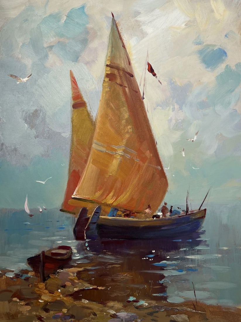 Oil painting Lonely boat in the waves Yuriy Suprunchuk - 3