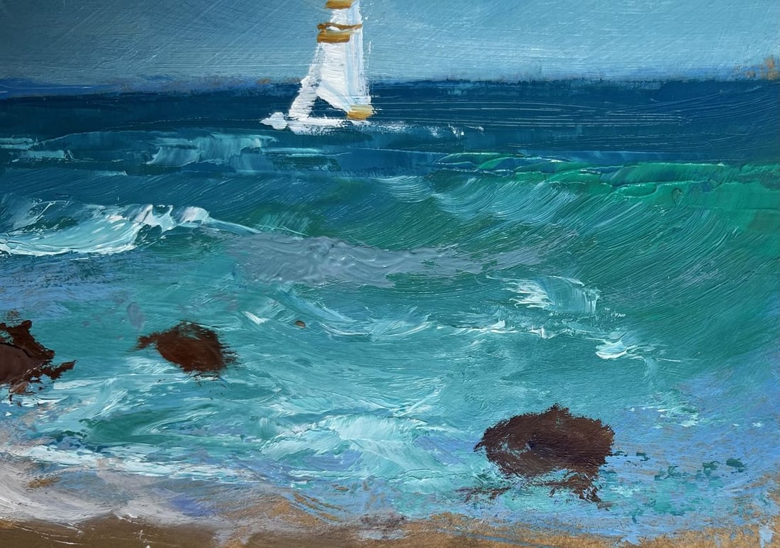 Oil painting A lonely sailboat at sea Yuriy Suprunchuk - 5