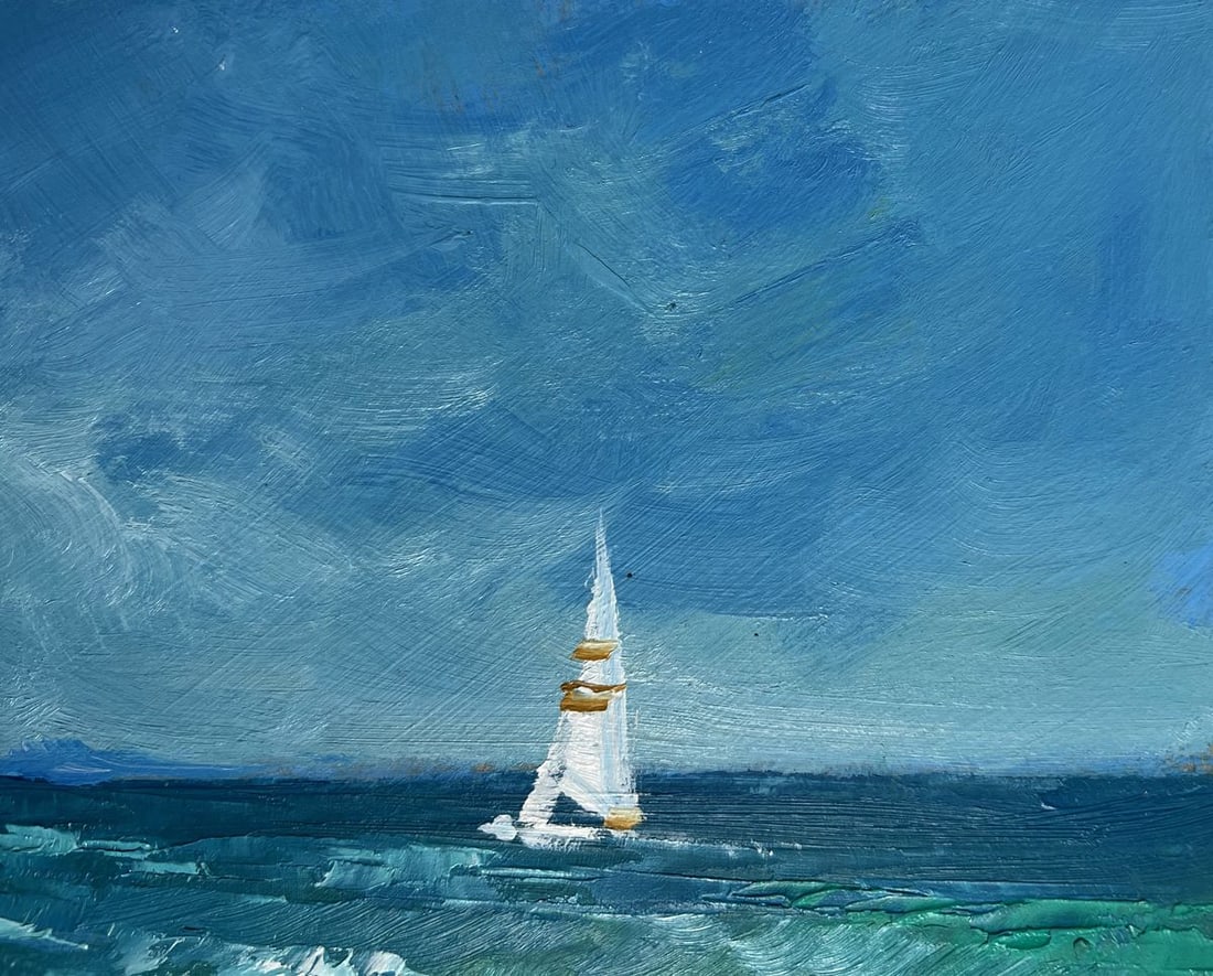 Oil painting A lonely sailboat at sea Yuriy Suprunchuk - 6