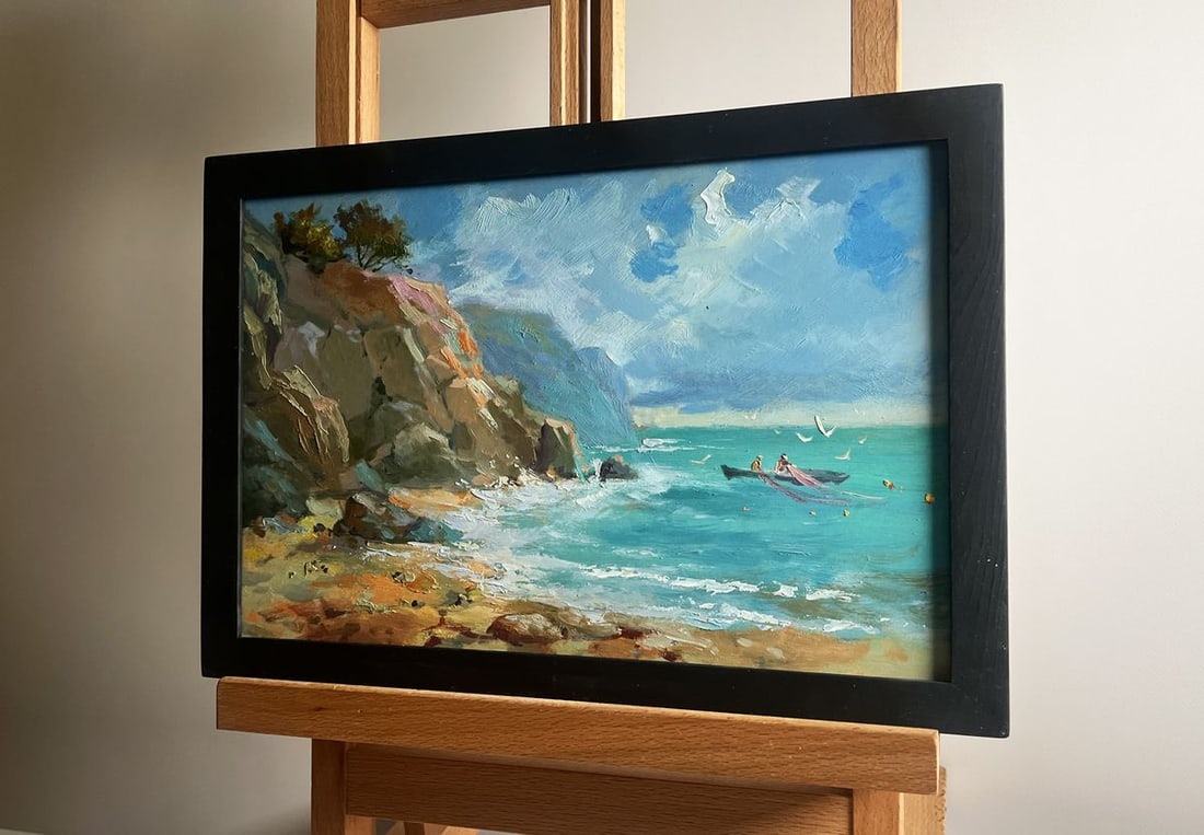 Oil painting Sailing to the shore on a boat Yuriy Suprunchuk - 5