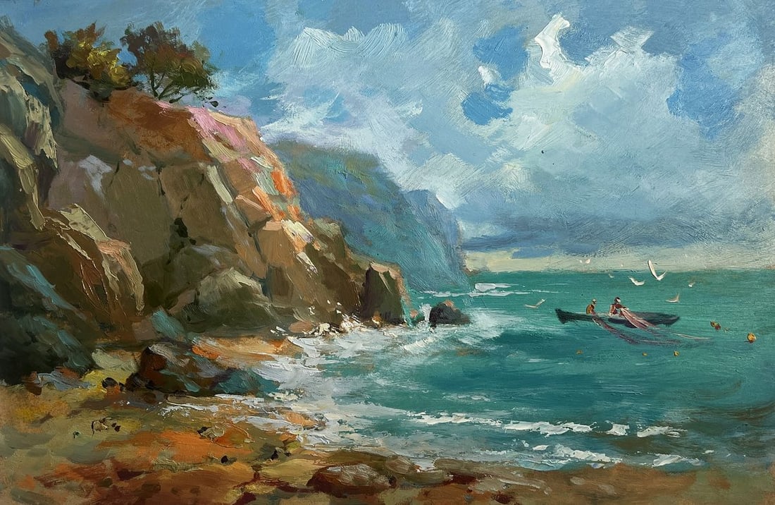 Oil painting Sailing to the shore on a boat Yuriy Suprunchuk - 6