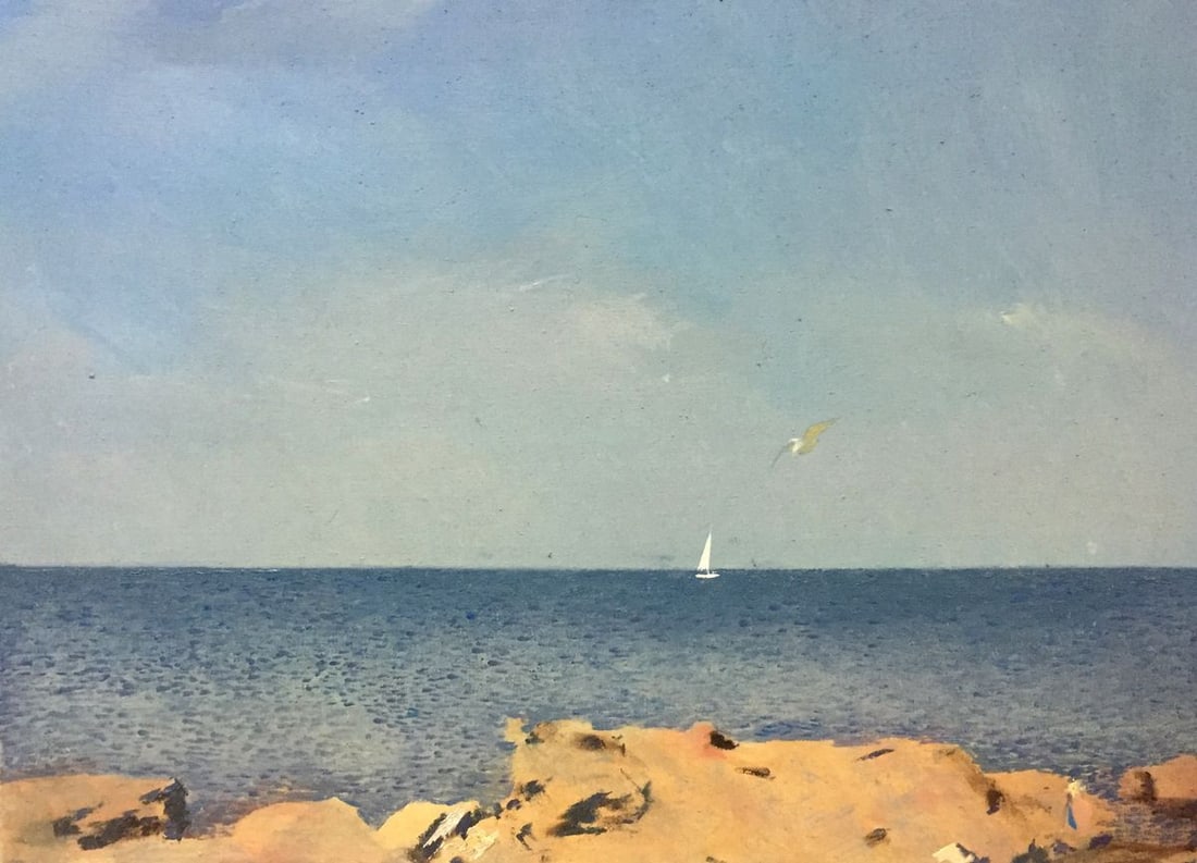 Oil painting Sailboat Alexey Fedorovich Vlasov: №Bag 12 *** ABOUT THIS PAINTING *** * TITLE: "Sailboat" * ARTISTS: Alexey Fedorovich Vlasov * SIZE: 50x70 cm/'19.68x27.55 inches' * MEDIUM: oil, canvas * HAND PAINTED: Original painting from