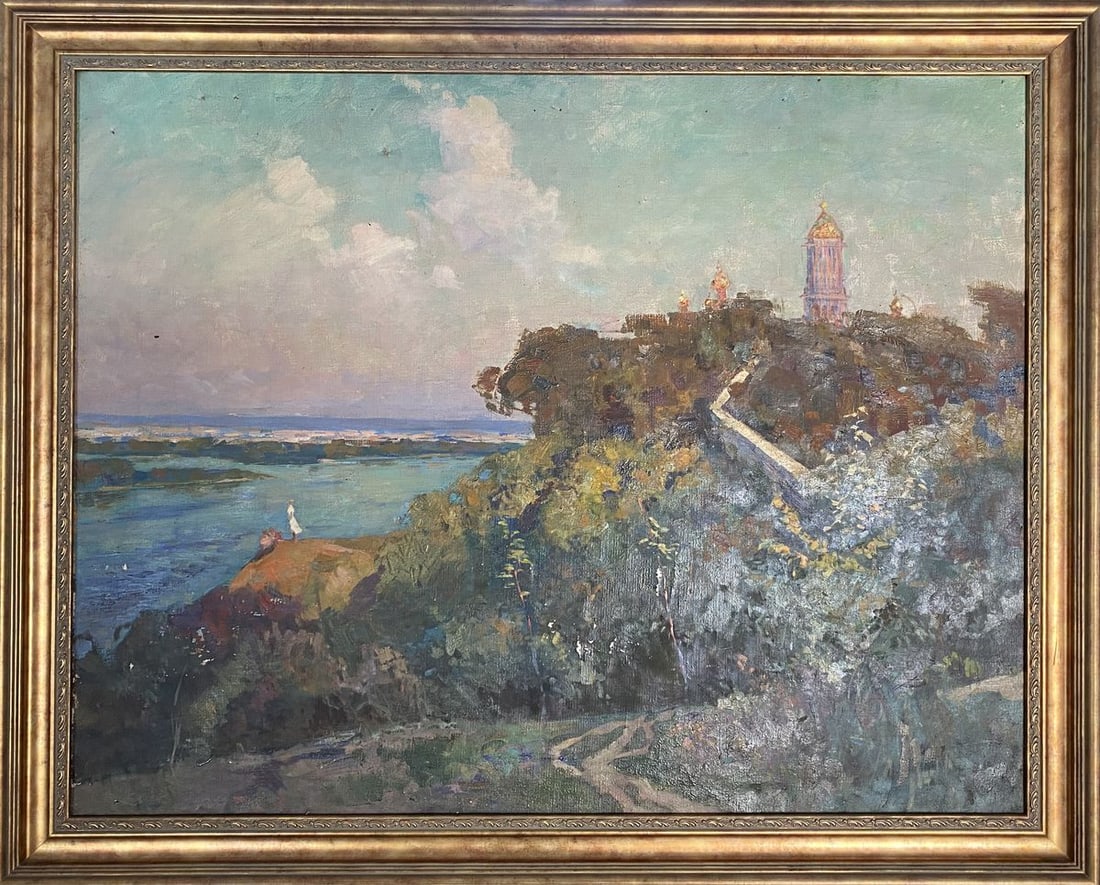 Oil painting Near the river Ryzhykh Victor Ivanovich: №Verne 387*** ABOUT THIS PAINTING **** TITLE: "Near the river"* ARTISTS: Ryzhykh Victor Ivanovich* SIZE: 95x117 cm/'37.40x46.06 inches'* MEDIUM: oil, canvas* HAND PAINTED: Original painting from