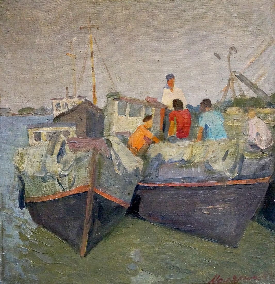Oil painting Preparing for sailing Malyarenko Igor Alekseevich: №Vern 763 *** ABOUT THIS PAINTING *** * TITLE: "Preparing for sailing" * ARTISTS: Malyarenko Igor Alekseevich * SIZE: 42x43 cm/'16.53x16.92 inches' * MEDIUM: oil, canvas * HAND PAINTED: