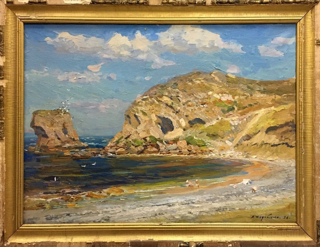 Oil painting Coast Khodchenko Lev Pavlovich: №Vern 864 *** ABOUT THIS PAINTING *** * TITLE: "Coast" * ARTISTS: Khodchenko Lev Pavlovich * SIZE: 70x100 cm/'27.55x39.37 inches' * MEDIUM: oil, canvas * HAND PAINTED: Original painting from our
