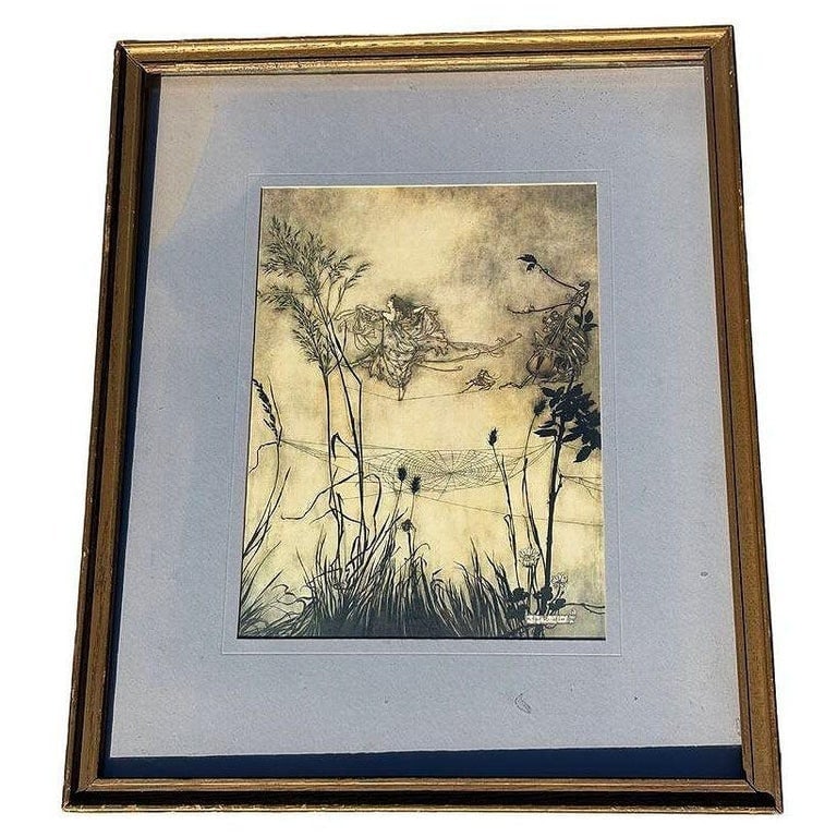 Peter Pan Fairies are Exquisite Dancers Lithograph Print Arthur Rackham Framed - 3