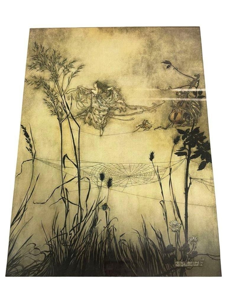 Peter Pan Fairies are Exquisite Dancers Lithograph Print Arthur Rackham Framed - 4