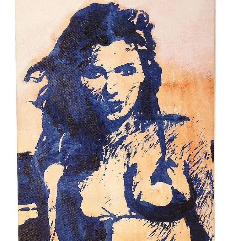 2000s Female Beach Portrait Pop-art Gicle Print on Canvas - 2