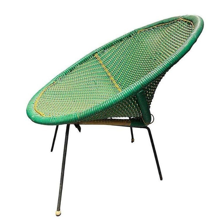 MCM Sam Avedon Styled Iron Outdoor/Patio Saucer Chair w/ Nylon Weaved Seat - 6