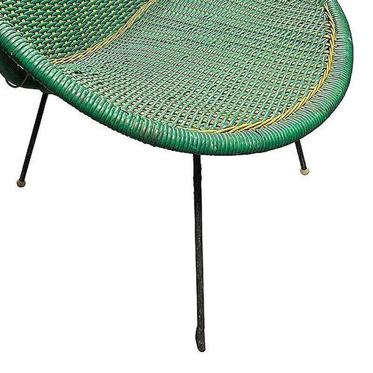 MCM Sam Avedon Styled Iron Outdoor/Patio Saucer Chair w/ Nylon Weaved Seat - 8