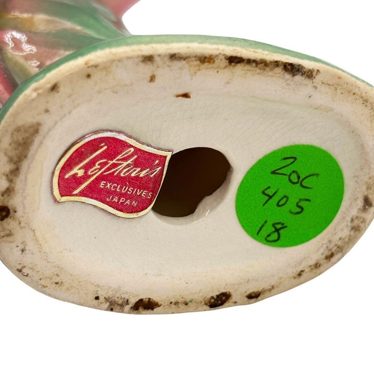 Mid-Century Open Wing Pink Flamingo Ceramic Tabletop Statue By Leftons - 6