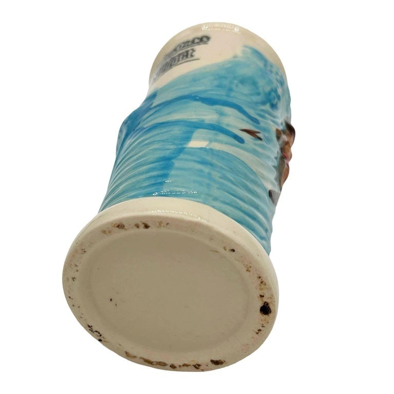 1980 Trader Dick's Casino Surfer Hula Girl Riding Wave Blue Ceramic Tiki Mug - 5