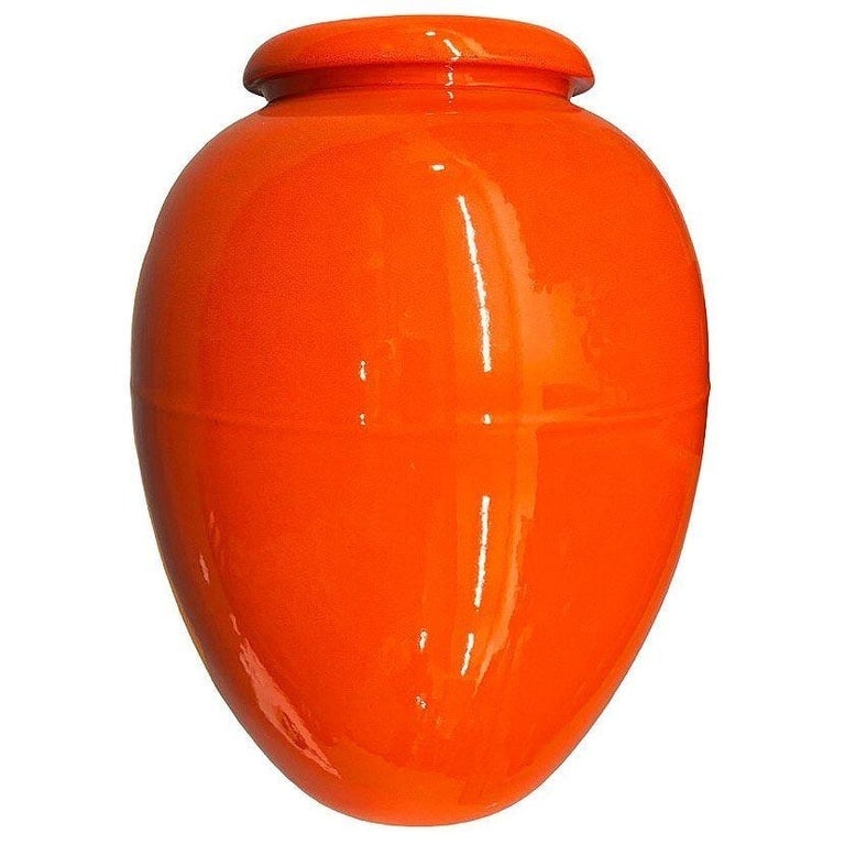Large 15" Orange California Pottery Vase Planter Oil Jar by Bauer Pottery, 1920 - 4