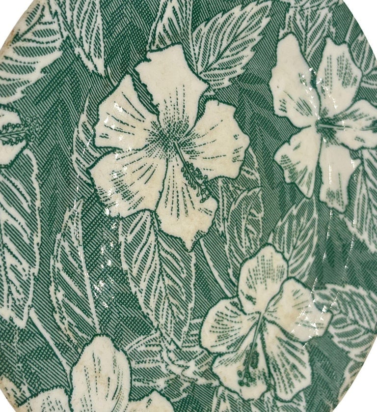 Mid-Century Green Hawaiian Hibiscus Dinner Plate by TEPCO Wallace China - 2