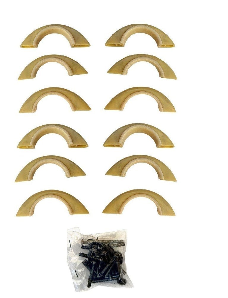 Mid Century Cream and Ivory Trim Bakelite Bridge Drawer Pulls Set of 12 - 7