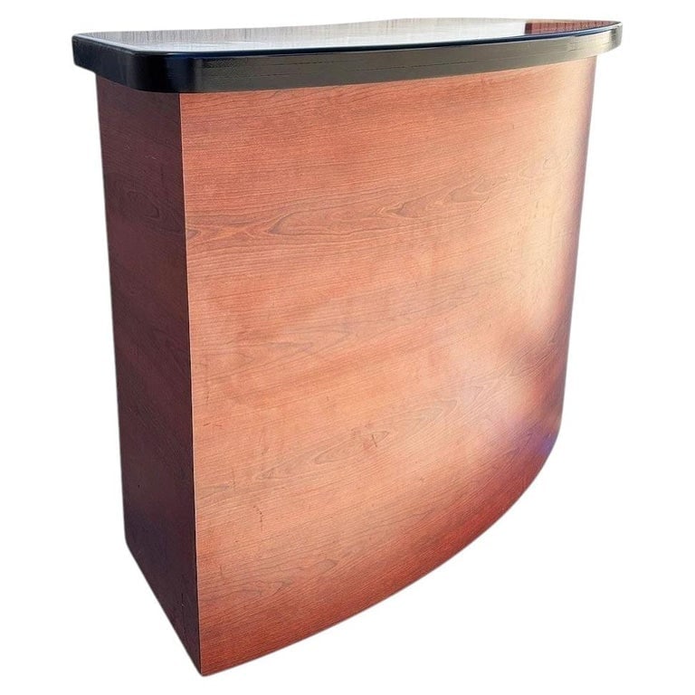 Bespoke Modernist Curved Walnut Dry Bar w/ Black Lacquer Top (1 of 8)