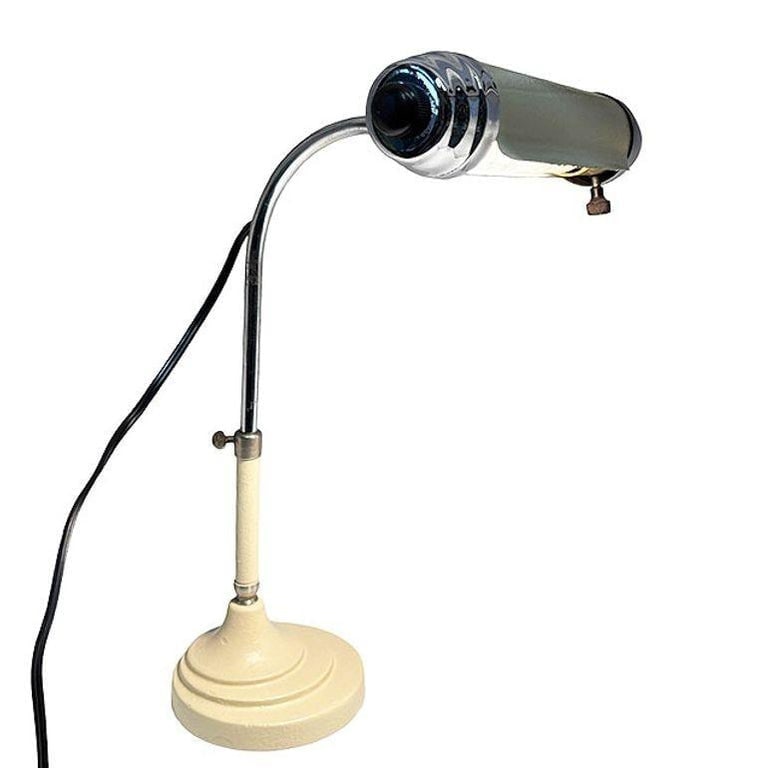 Streamline Modern Chrome and Enameled Bankers Desk Lamp by Radionic - 6
