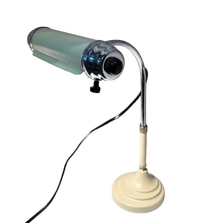 Streamline Modern Chrome and Enameled Bankers Desk Lamp by Radionic - 7