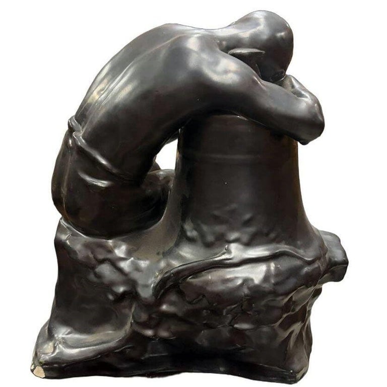 Italian "Pensatore Campana" The Tinker Auguste Rodin Style Terracotta Sculpture - 3