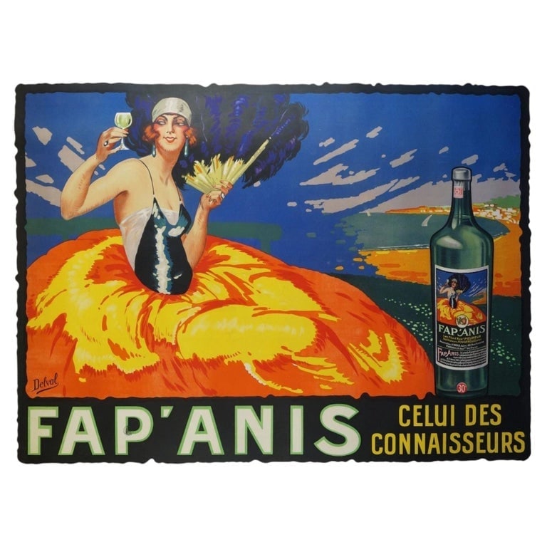 Large 5' Foot French Fap'Anis Drink Advertising Poster by Delval, 1935 (1 of 10)