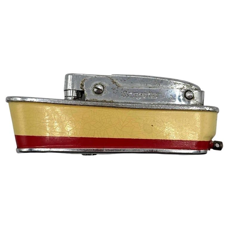 Mid-Century Novelty Sarome Japan Cruise Ship Enameled Lighter, Yellow and Red (1 of 9)