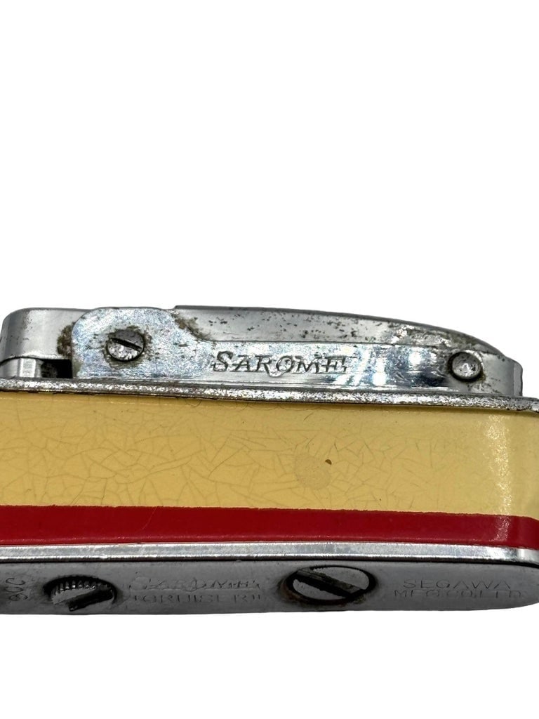 Mid-Century Novelty Sarome Japan Cruise Ship Enameled Lighter, Yellow and Red - 3