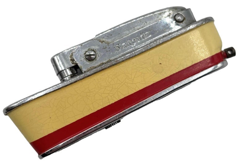 Mid-Century Novelty Sarome Japan Cruise Ship Enameled Lighter, Yellow and Red - 7