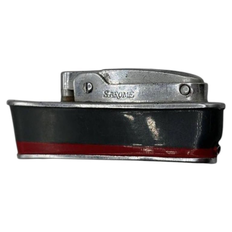 Mid-Century Novelty Sarome Japan Cruise Ship Enameled Lighter, Gray and Red (1 of 6)