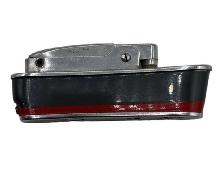 Mid-Century Novelty Sarome Japan Cruise Ship Enameled Lighter, Gray and Red - 2