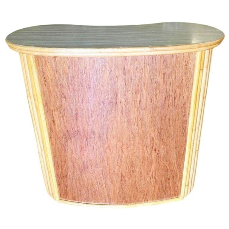 Restored Mid-century Vertically Stacked Curved Stacked Dry Rattan Bar - 2