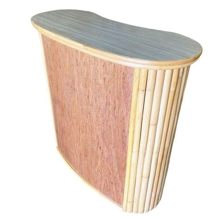 Restored Mid-century Vertically Stacked Curved Stacked Dry Rattan Bar - 3