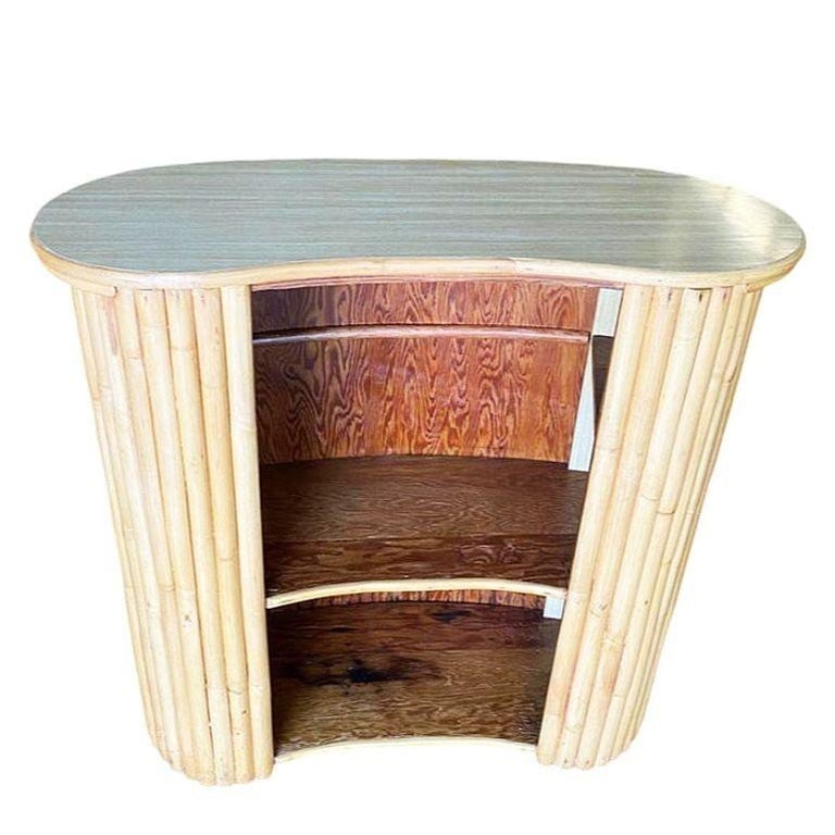 Restored Mid-century Vertically Stacked Curved Stacked Dry Rattan Bar - 4