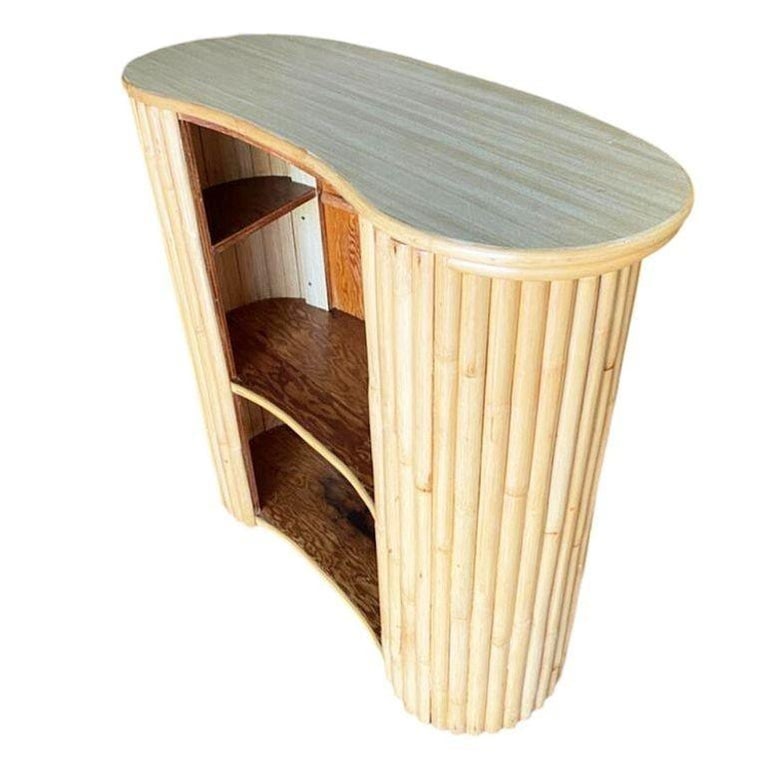 Restored Mid-century Vertically Stacked Curved Stacked Dry Rattan Bar - 5